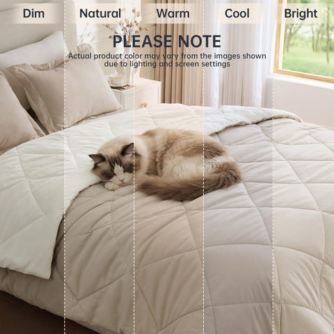 JOLLYVOGUE seasonal palette in beige and ivory on bed