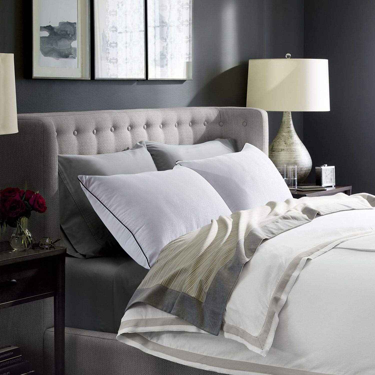 JOLLYVOGUE Standard Pillows Set 2 side profile demonstrating versatile compatibility for sleepers.