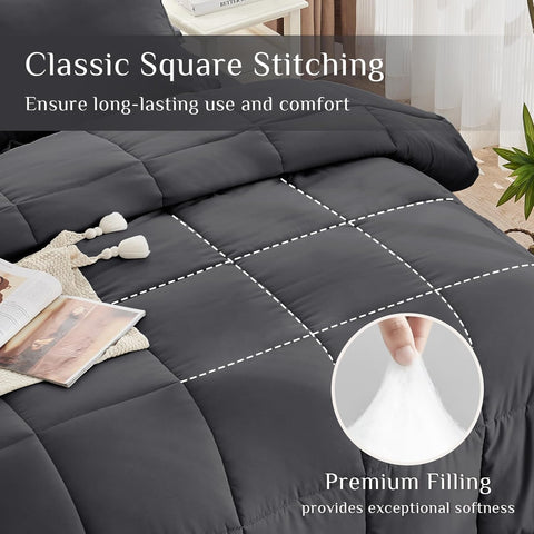 JOLLYVOGUE Twin Comforter Set fitted sheet elastic edge keeps mattress secure