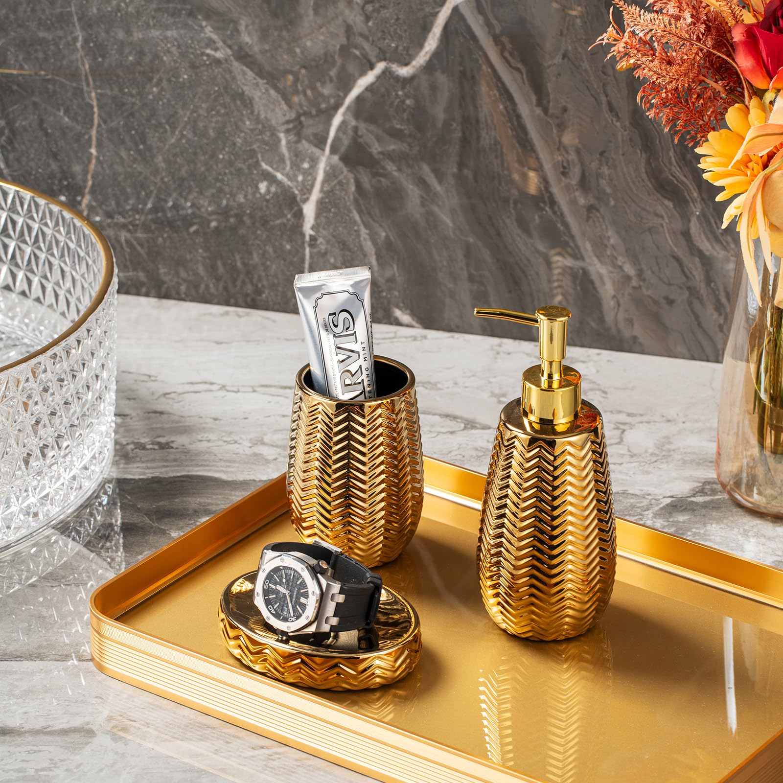 JOLOSK gold bathroom glossy finish adding luminous appeal