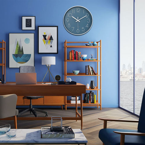 jomparis blue dial wall clock with large numerals for clear readability