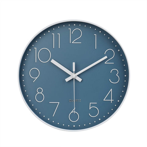 jomparis blue wall clock front view with silent operation for peaceful bedrooms