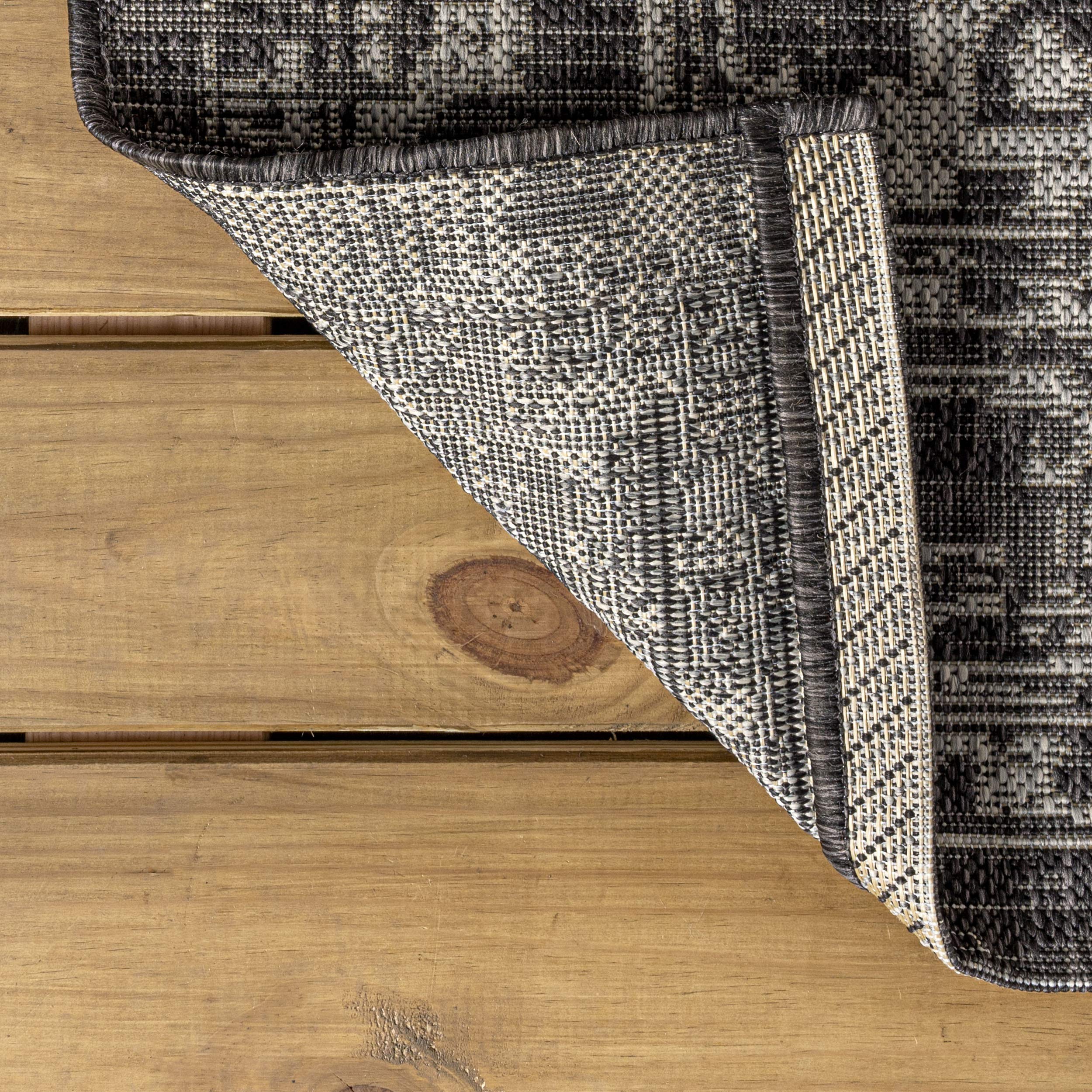 Jonathan Y Boho Medallion 8x10 rug backyard entrance—low-pile, easy to clean spills.