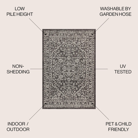Jonathan Y Boho Medallion 8x10 rug textured Malta weave closeup—durable surface for high-traffic areas.