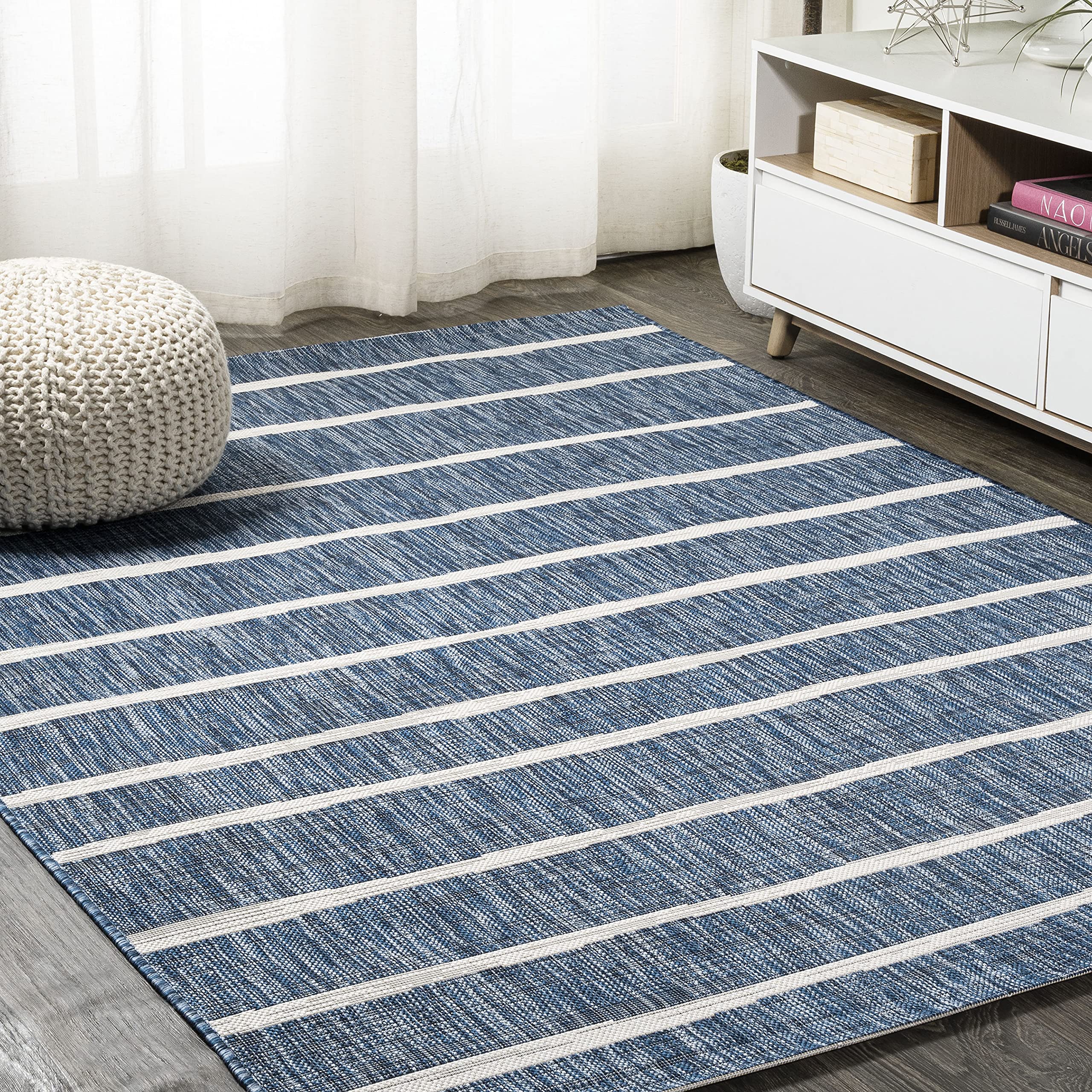 Blue and ivory hues add coastal charm.