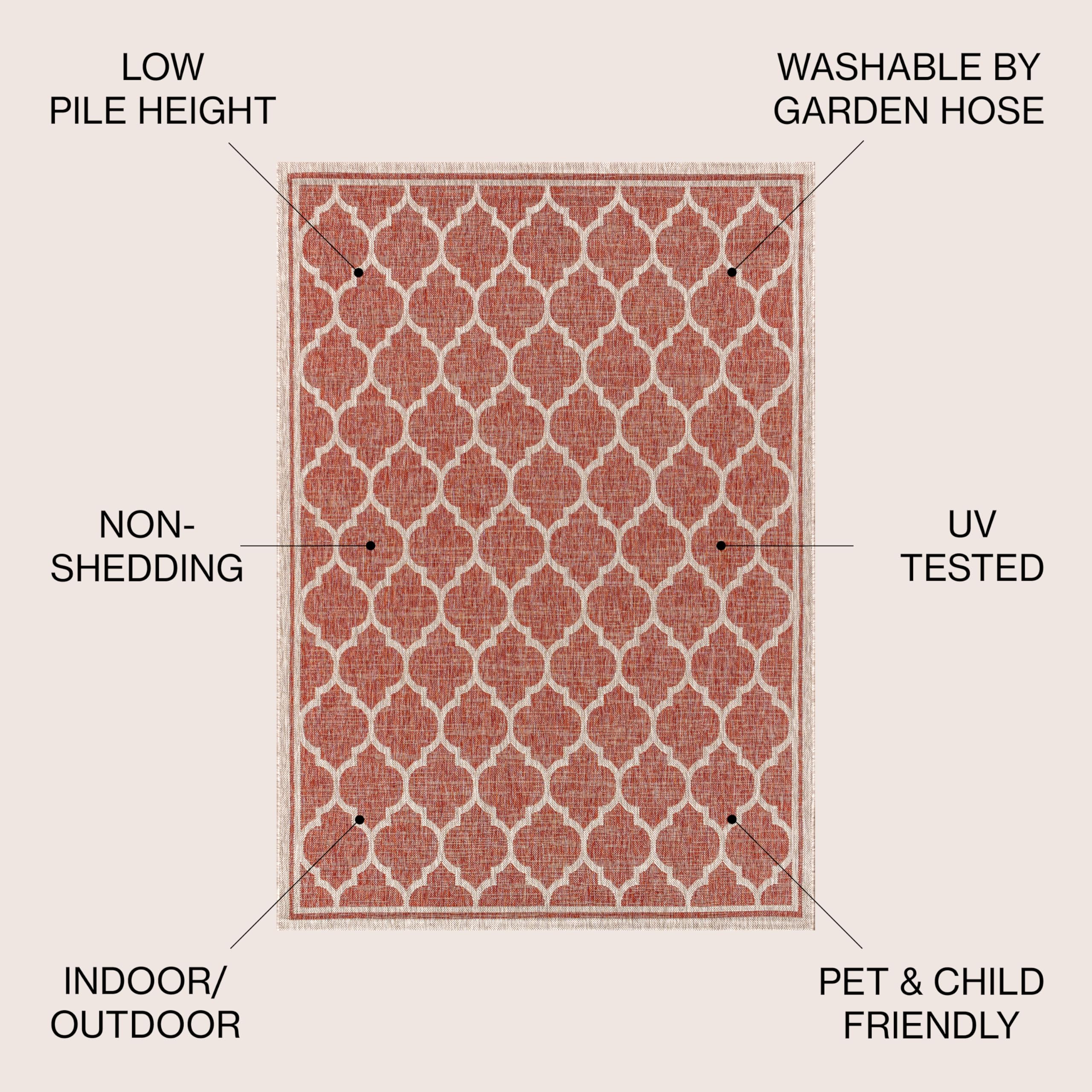 JONATHAN Y flatweave polypropylene rug suitable for indoor and outdoor use