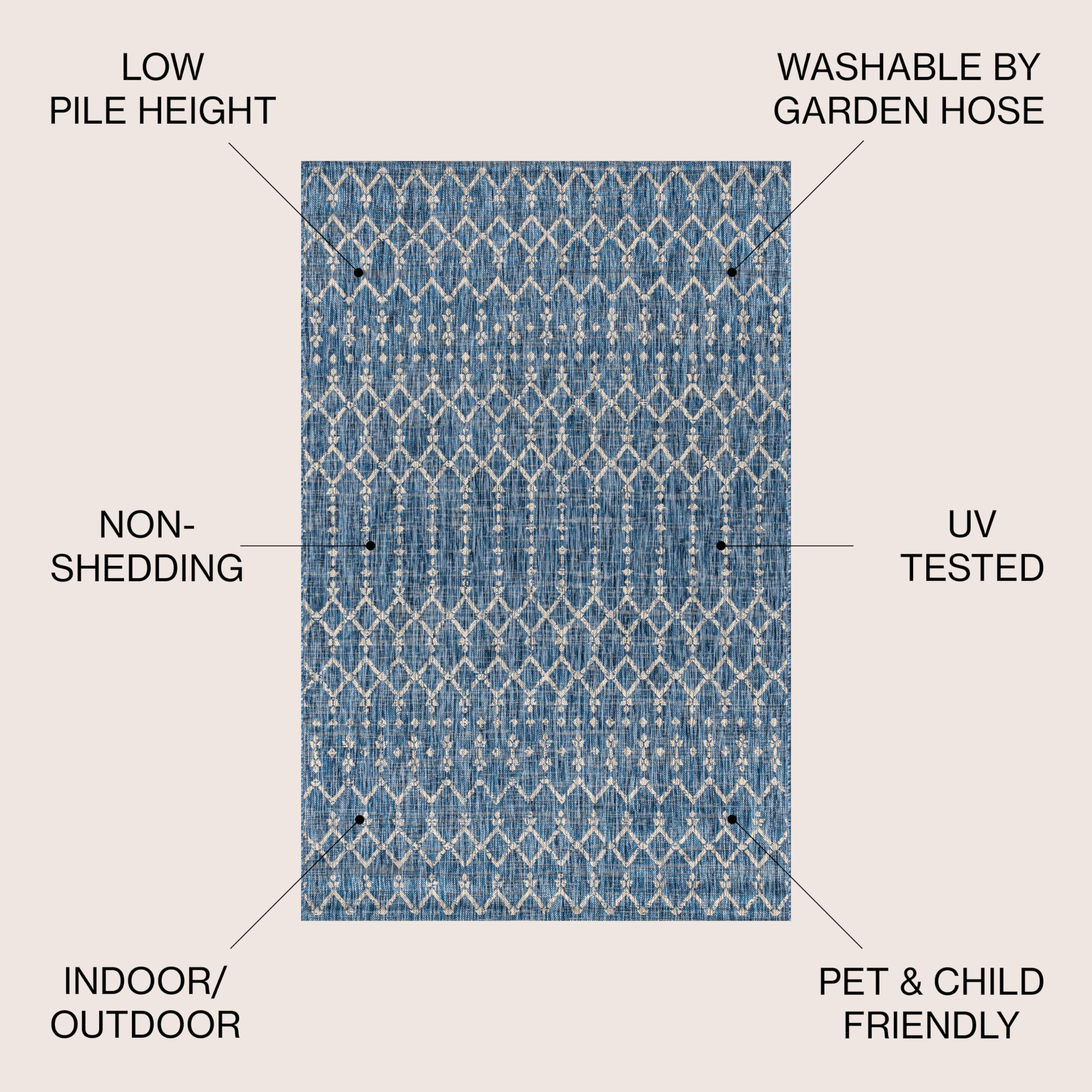 Jonathan Y Ourika outdoor rug on a porch with textured weave and color balance.