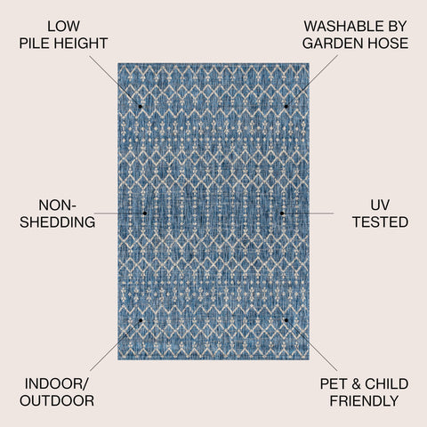 Jonathan Y Ourika outdoor rug on a porch with textured weave and color balance.