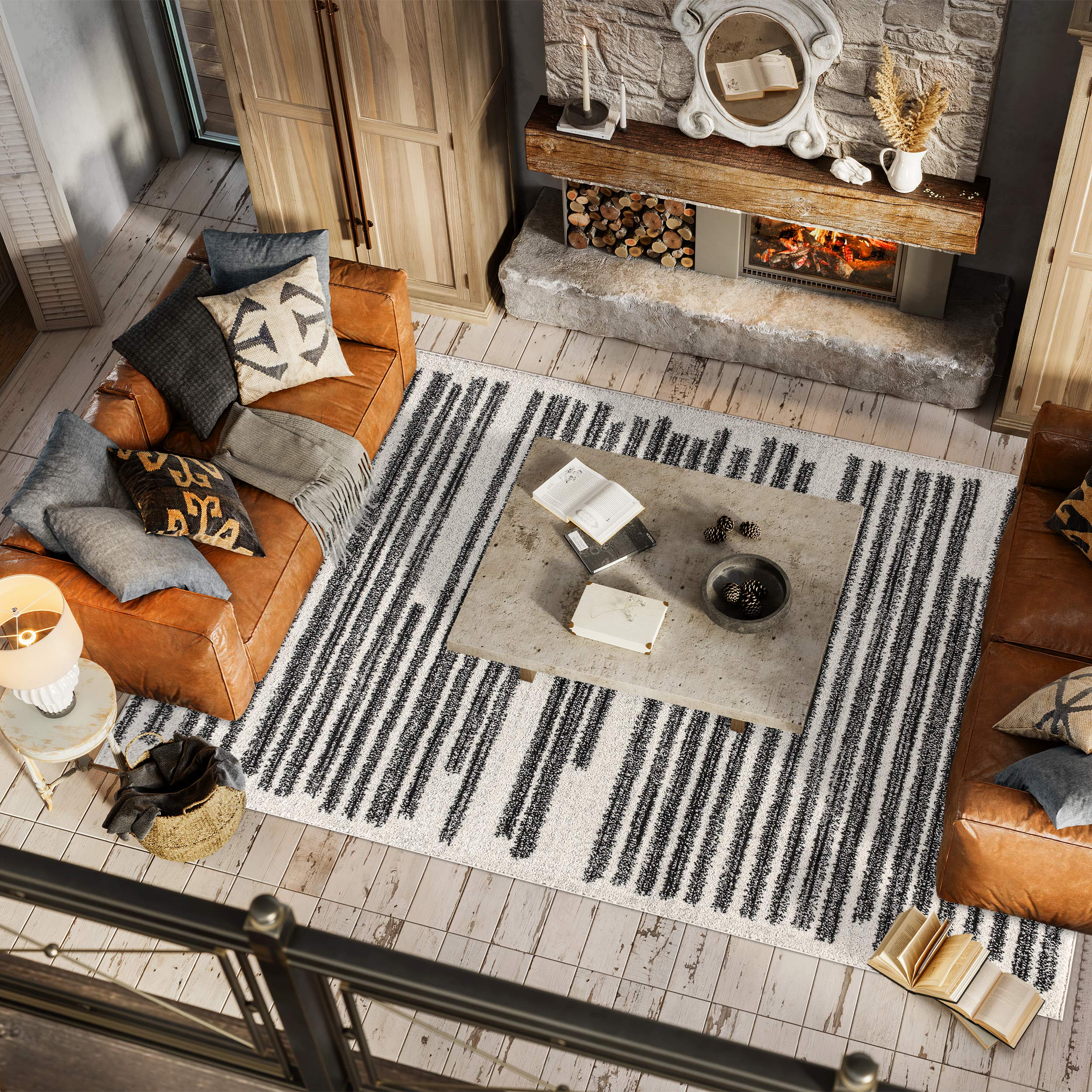 Jonathan Y Khalil stripe rug soft pile delivers comfortable underfoot feel