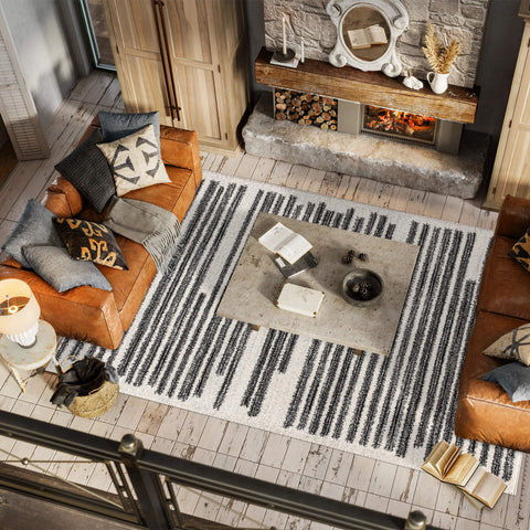 Jonathan Y Khalil stripe rug soft pile delivers comfortable underfoot feel