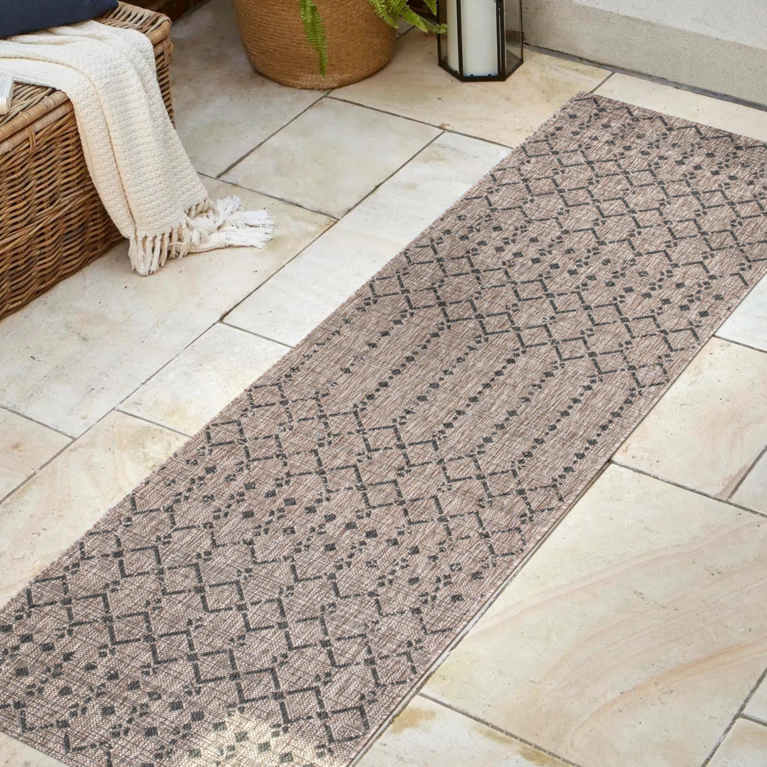 Jonathan Y Moroccan geometric runner for patios blends style and practicality.