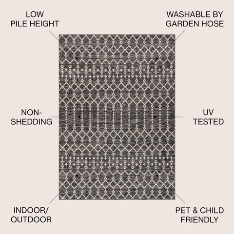 JONATHAN Y Ourika rug showcases patio-ready style with a durable flatweave texture.