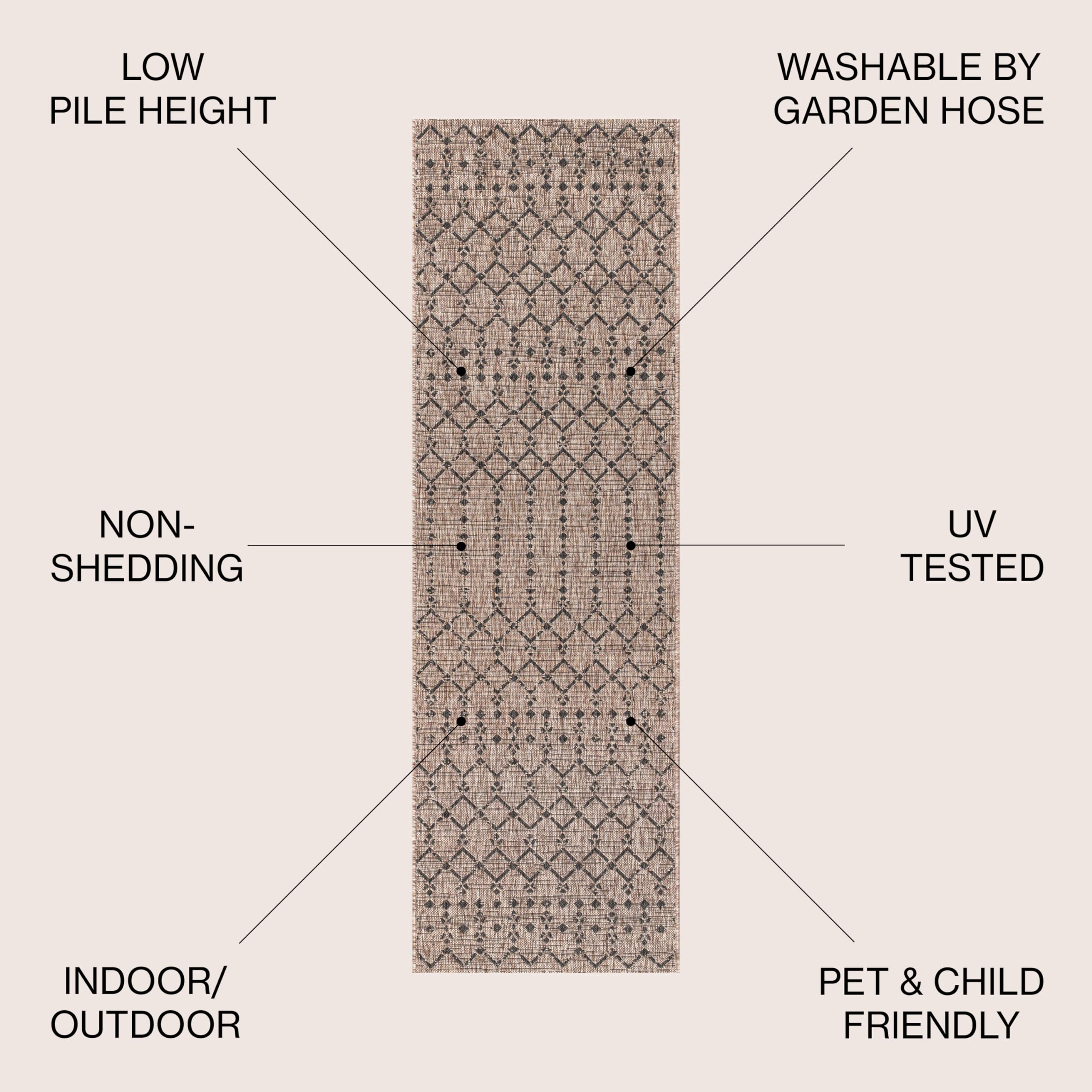 Jonathan Y Ourika textured weave rug for outdoor porch, durable and easy to clean.