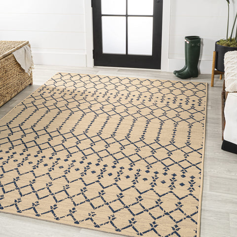 Jonathan Y Ourika outdoor rug on porch demonstrates easy outdoor living.