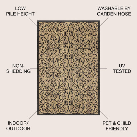 Jonathan Y Vintage Filigree rug on patio showing textured weave and contrast.