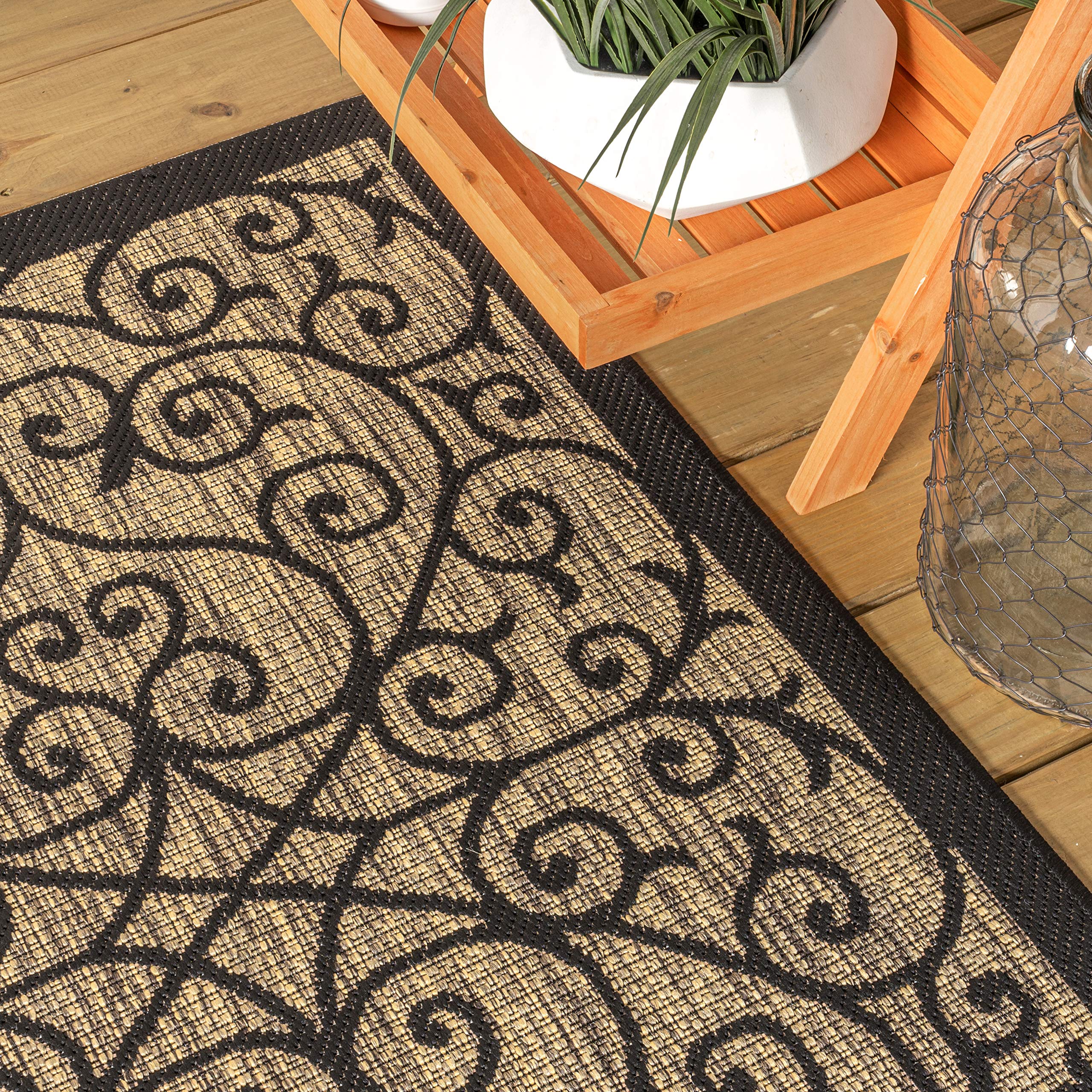 Jonathan Y Vintage Filigree runner; pet-friendly, low-pile for easy cleaning.