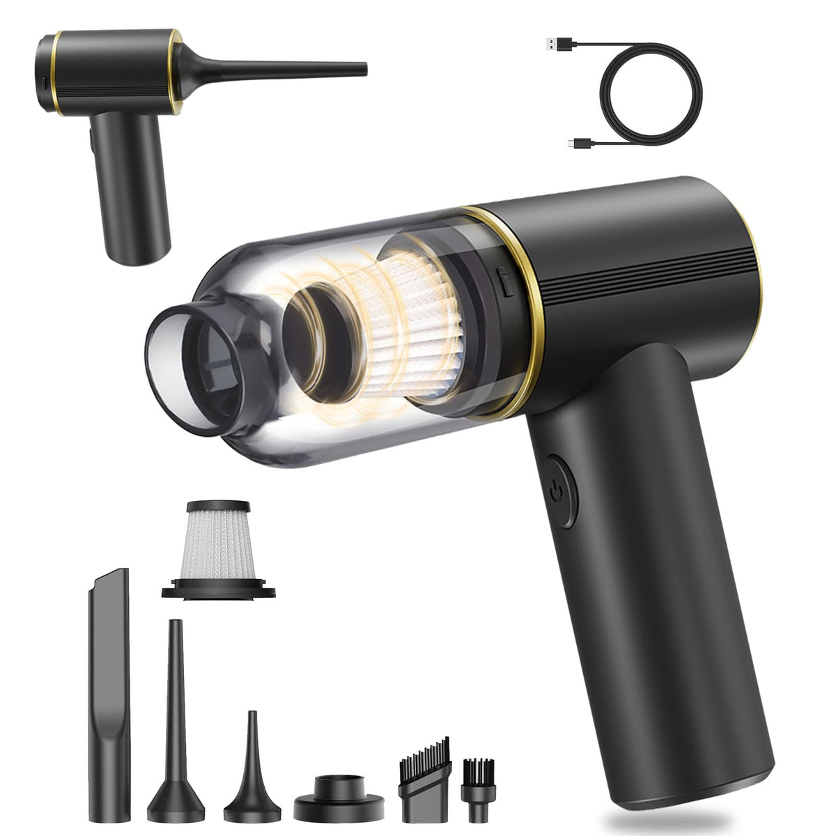 Joneme portable car vacuum with 12000PA suction for powerful car cleaning.