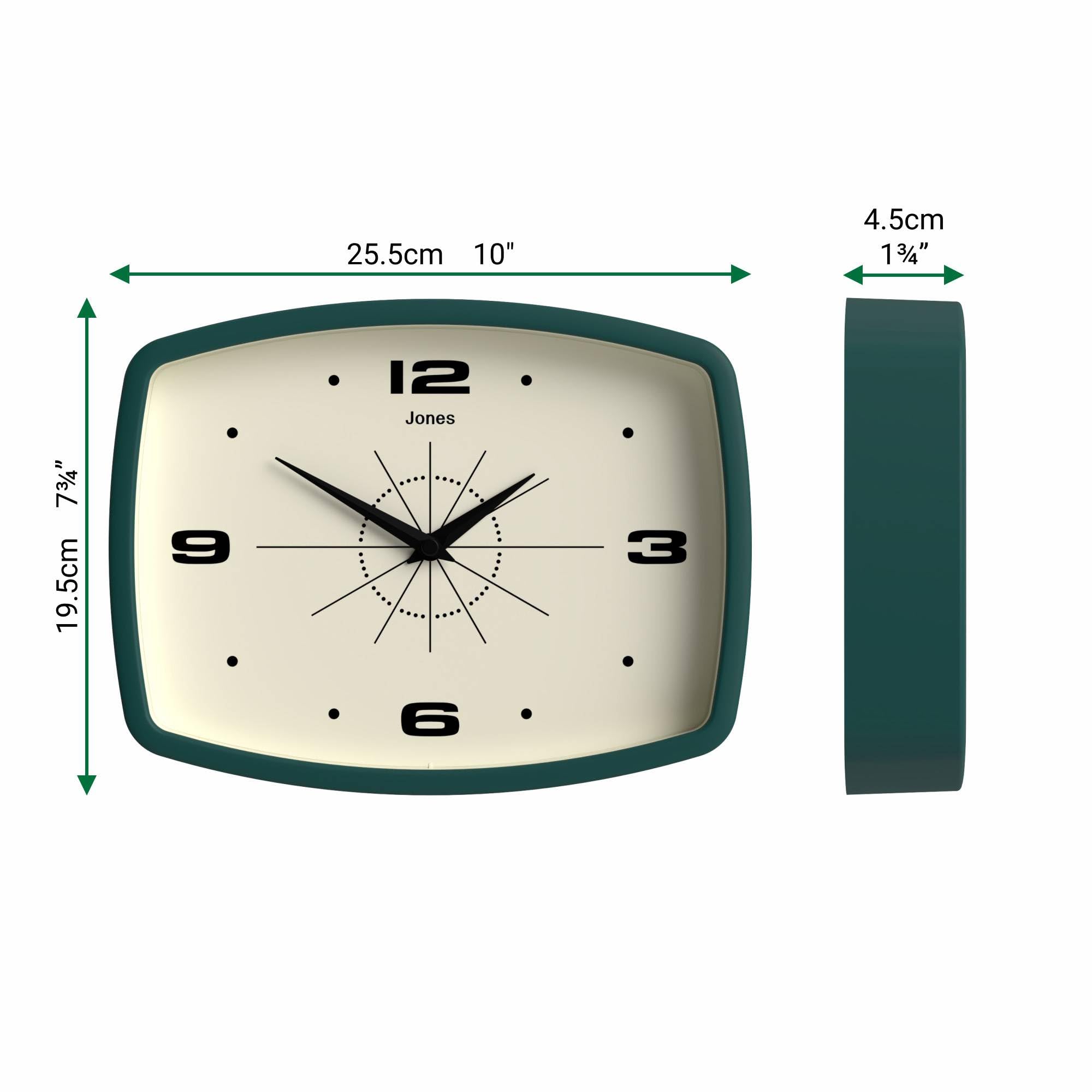 Jones Clocks Movie wall clock acrylic matte finish for modern interiors.