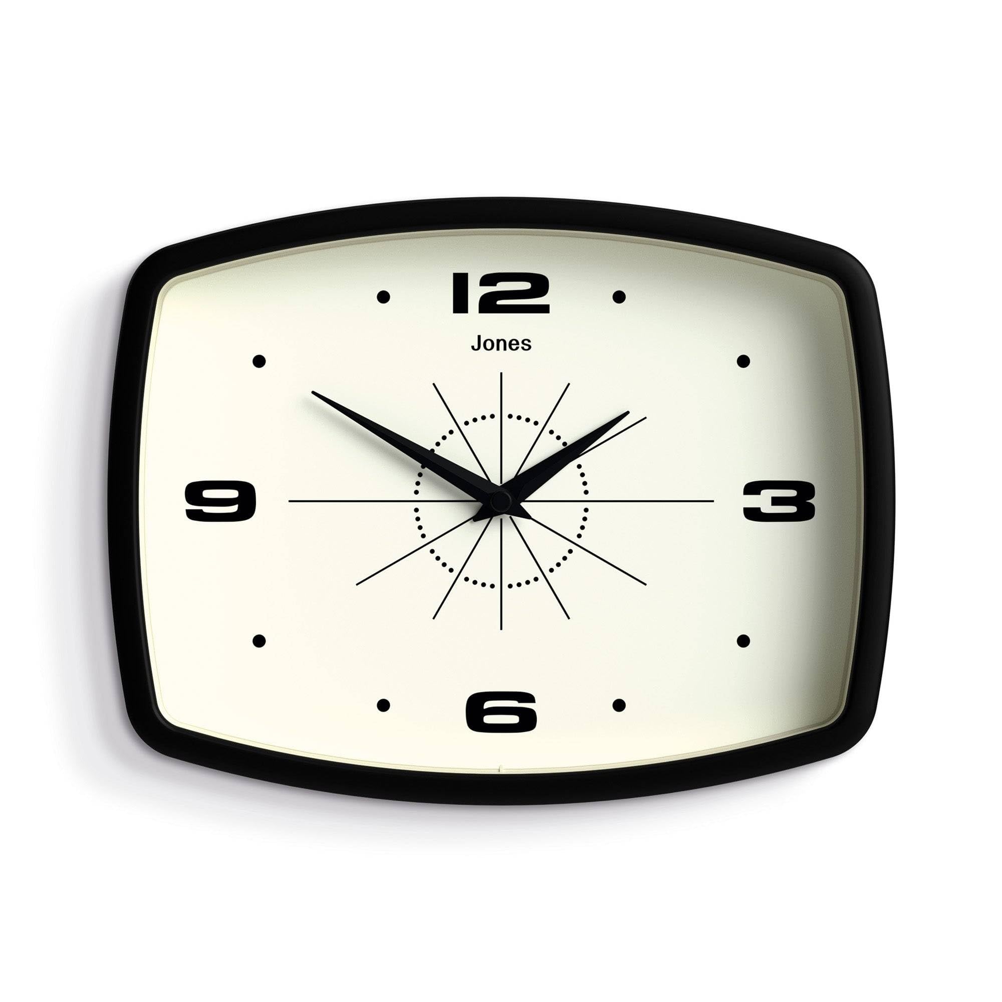 Jones Clocks Movie wall clock front view enhances retro chic in any room