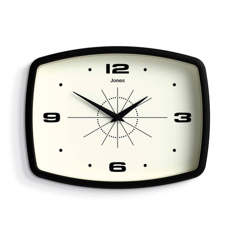 Jones Clocks Movie wall clock front view enhances retro chic in any room