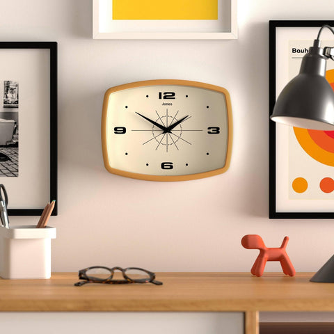 Jones Clocks Movie wall clock mid‑century design in a modern space