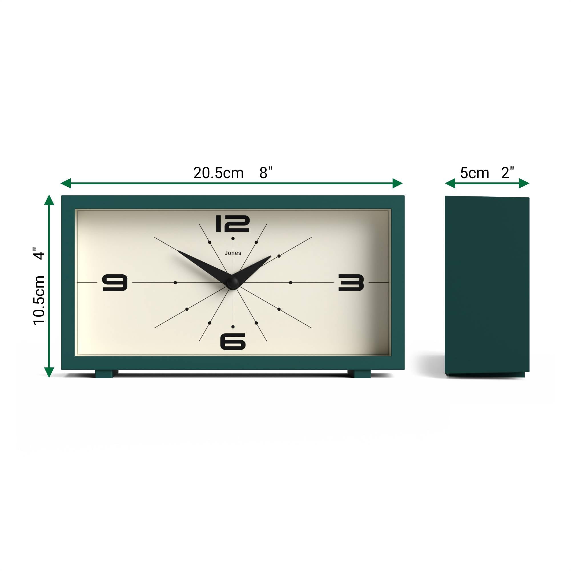Jones Clocks Odeon acrylic matte finish offers modern aesthetic
