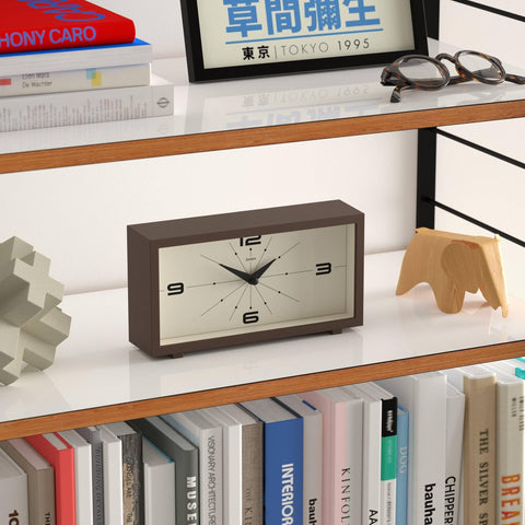 Jones Clocks Odeon desk clock in a matte finish for a subtle, stylish surface presence.
