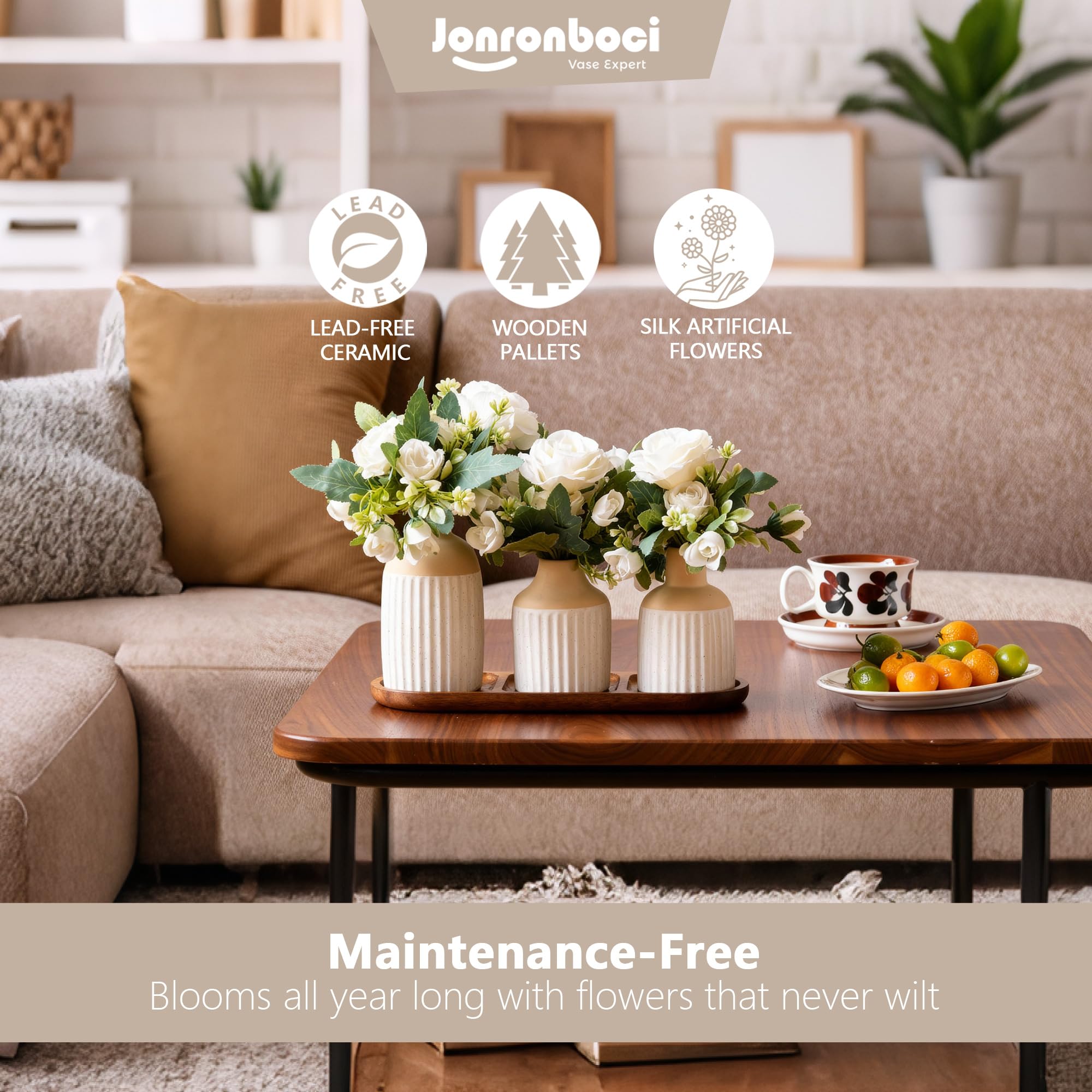 Jonronboci coffee table decor creating a Nordic Boho focal point.