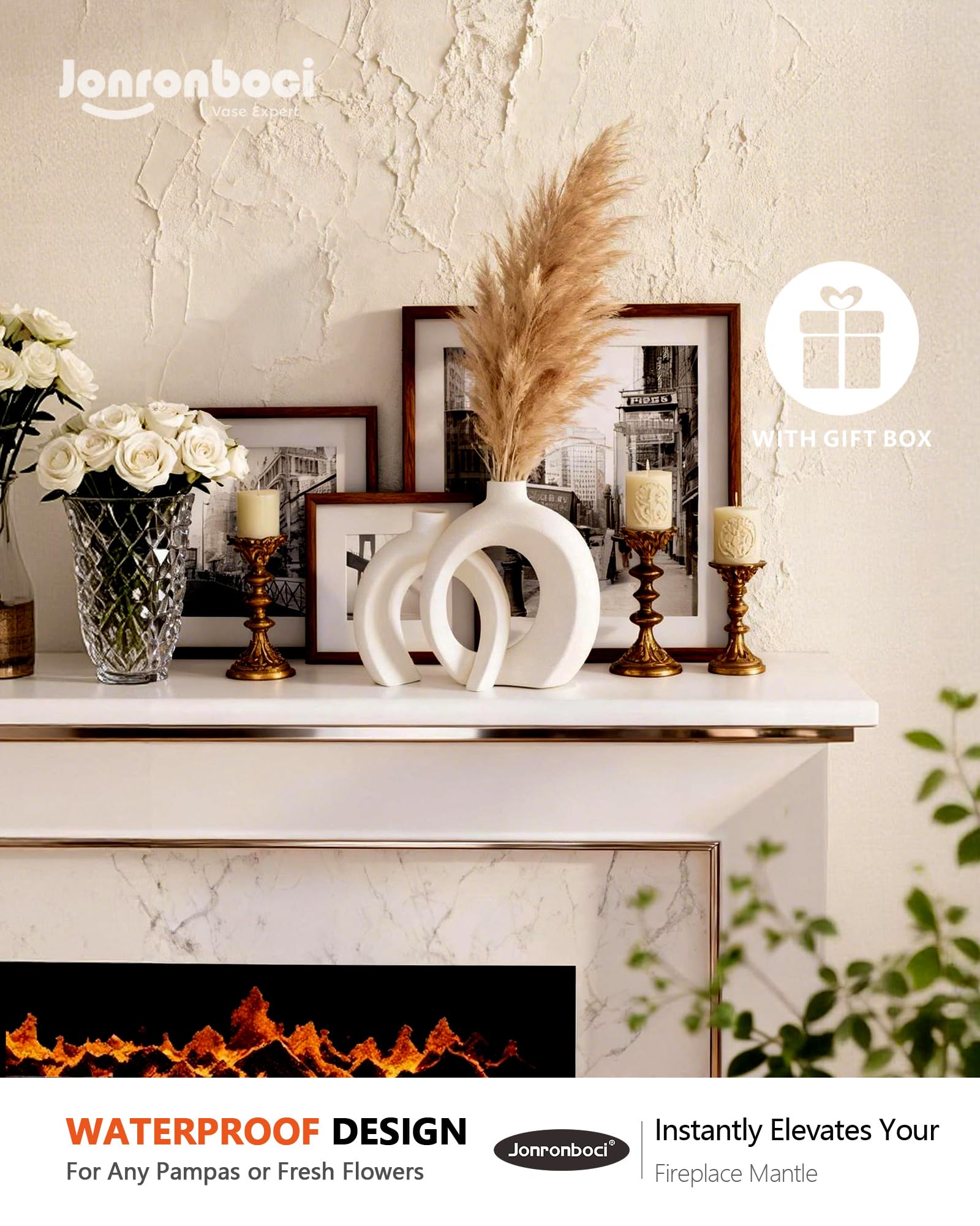 Jonronboci donut vases displayed as living room centerpiece.