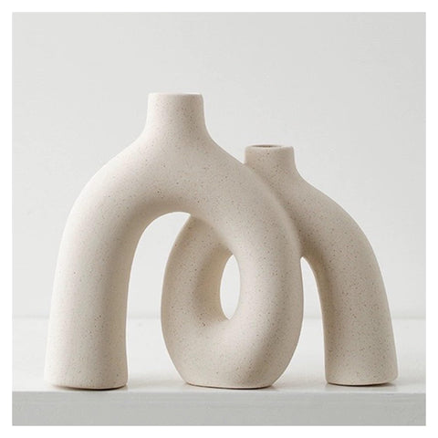 Jonronboci Hug Donut Vase Set on cream-white shelf with a chic display
