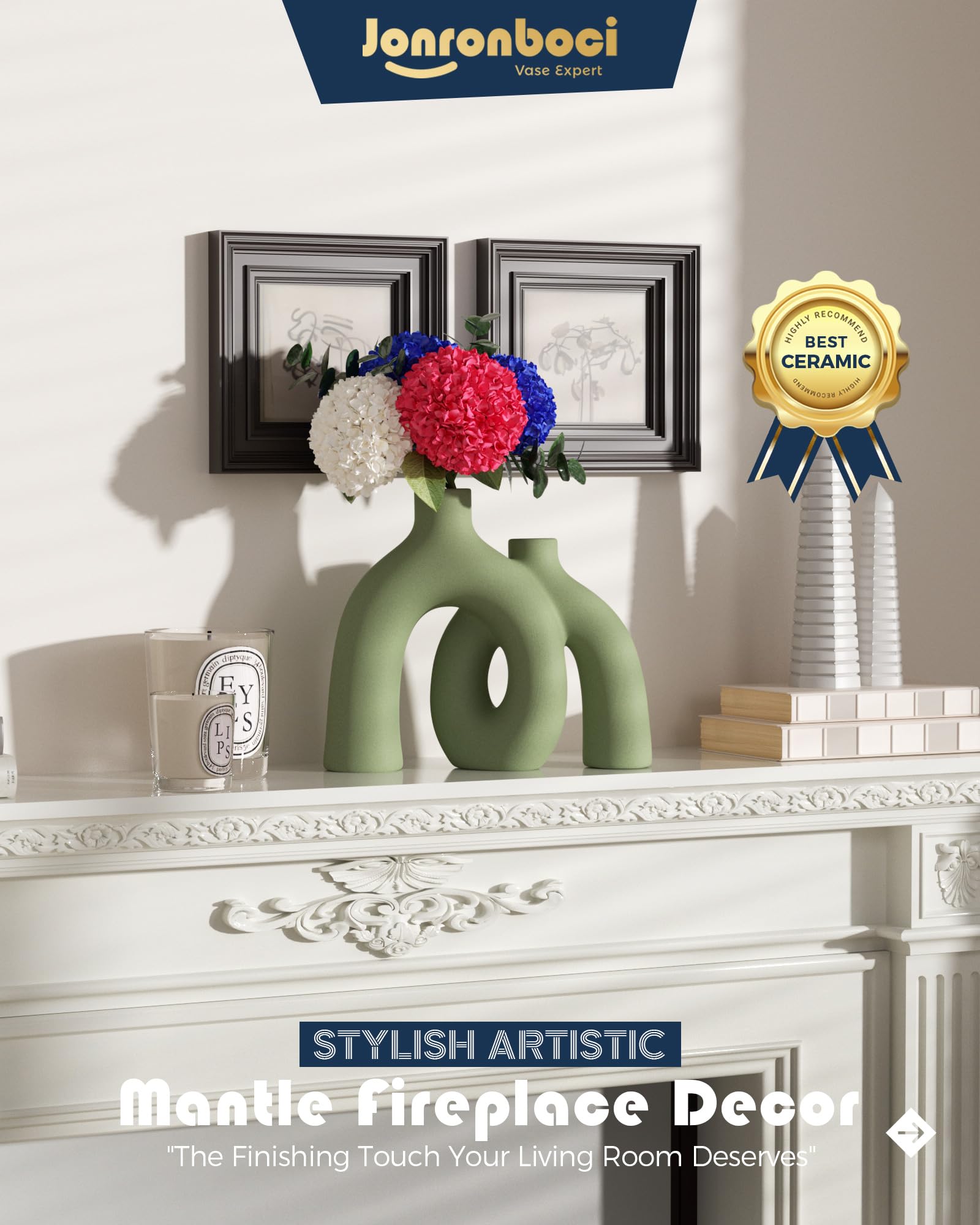 Dried flowers display with Jonronboci Hug Donut vase duo