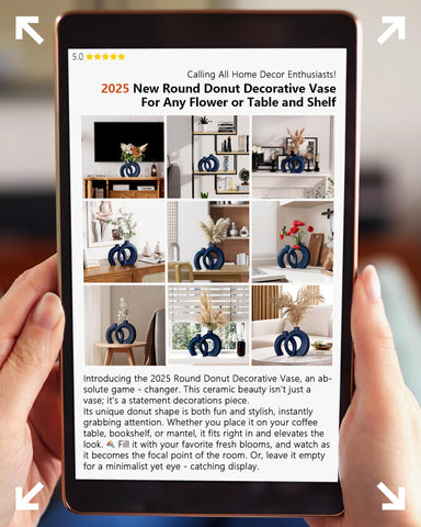 Jonronboci navy donut vases on coffee table, modern aesthetic