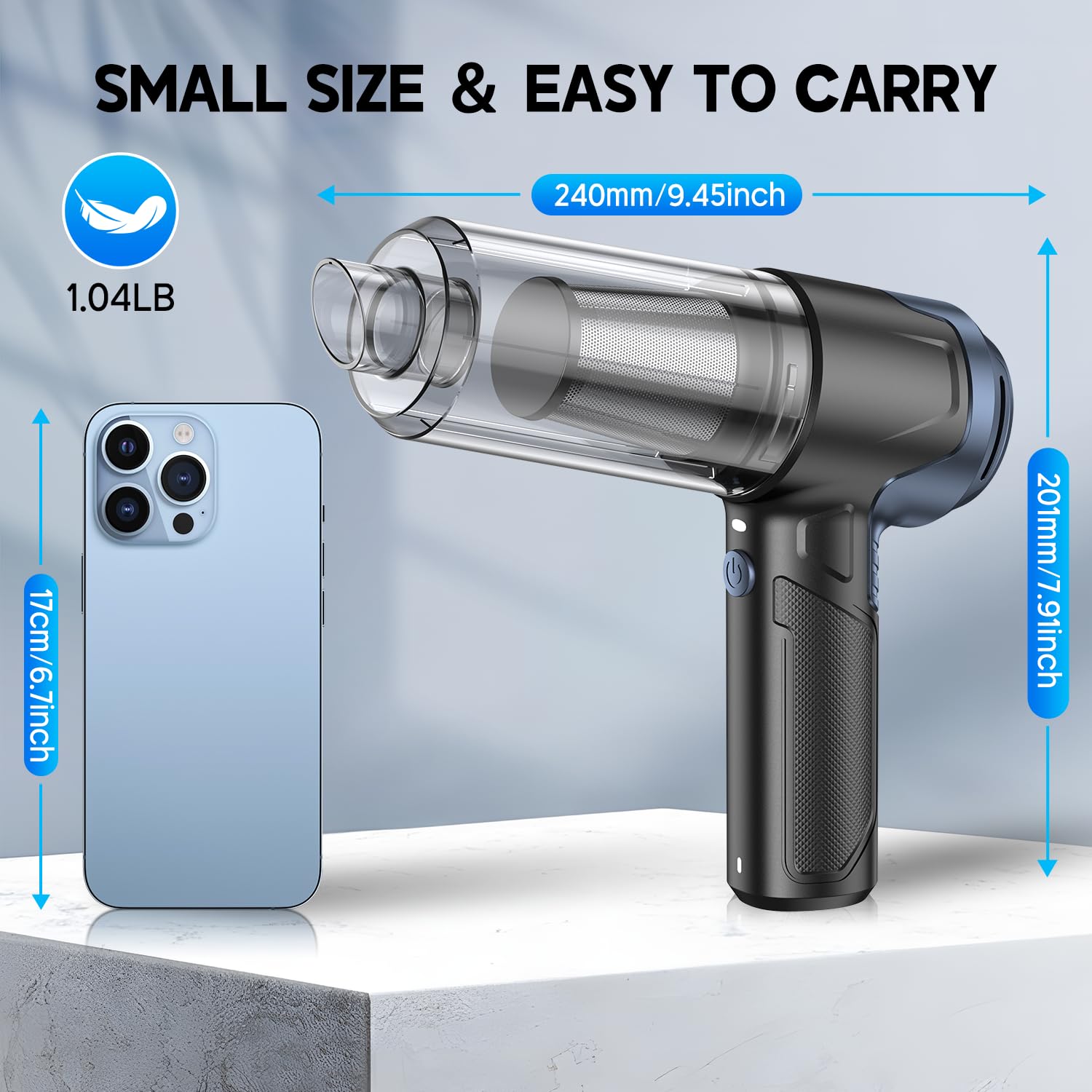 JONYJ 4000mAh battery provides up to 30 minutes of cordless cleaning.