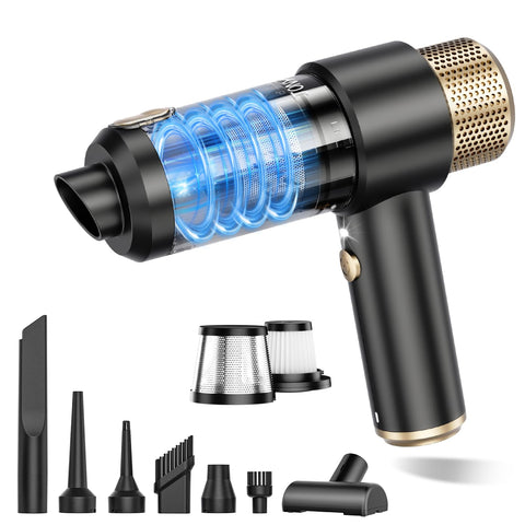 JONYJ handheld car vacuum showing strong 16KPa suction for quick car cleanups