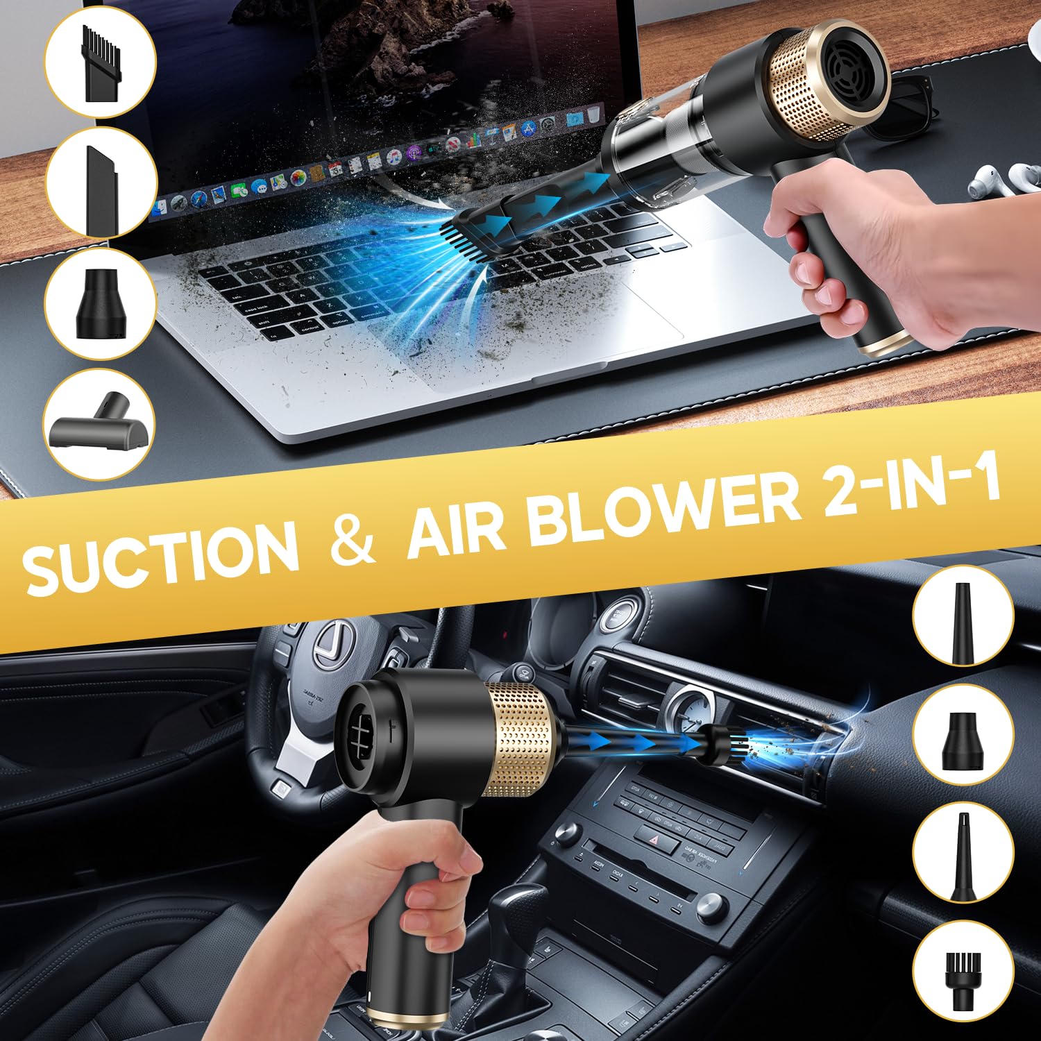 JONYJ 2-in-1 air duster and vacuum for inflating toys and fast cleaning
