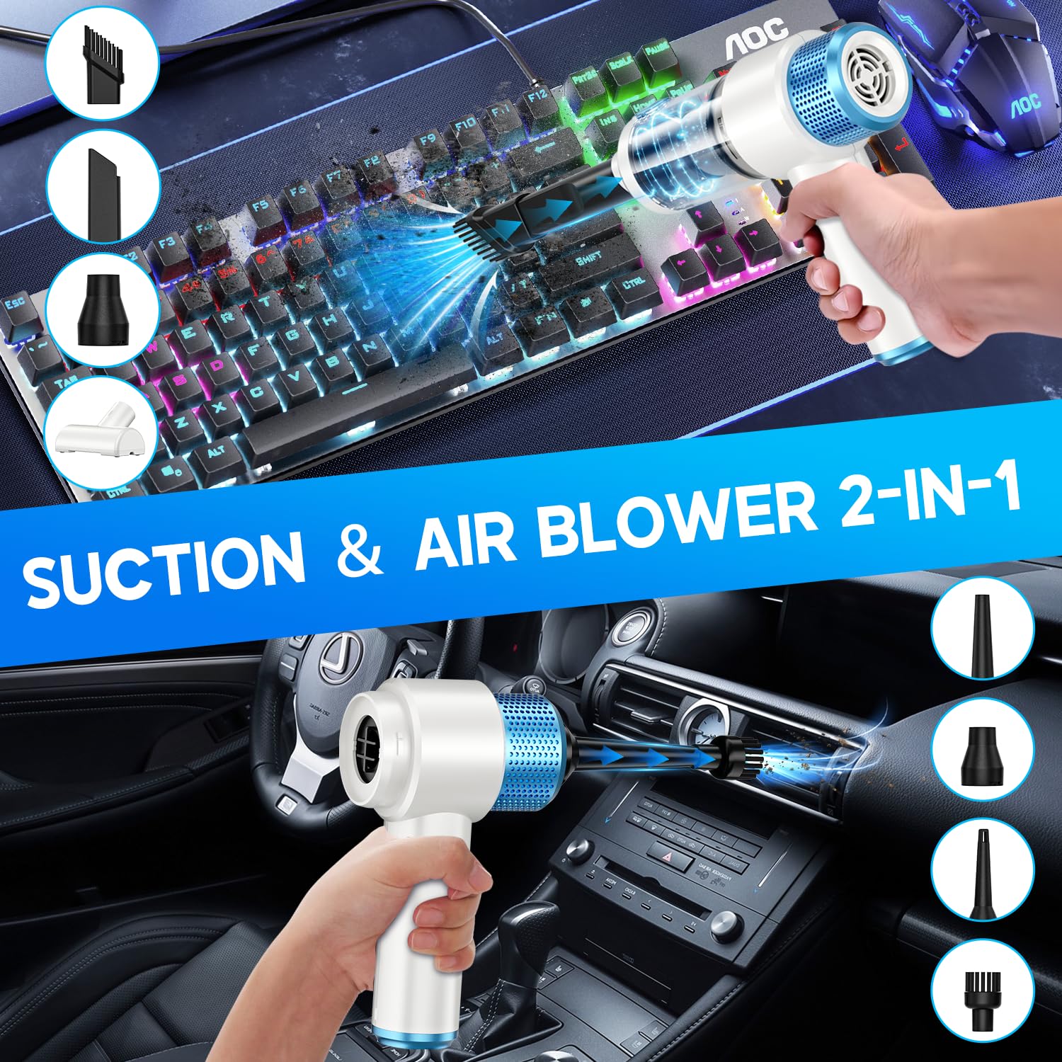 JONYJ vacuum with LED light for visible corners and precise picking.