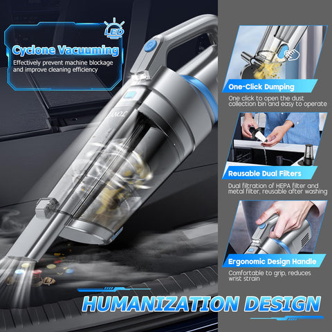 JONYJ handheld vacuum charging highlights Type-C fast charging and long runtime.