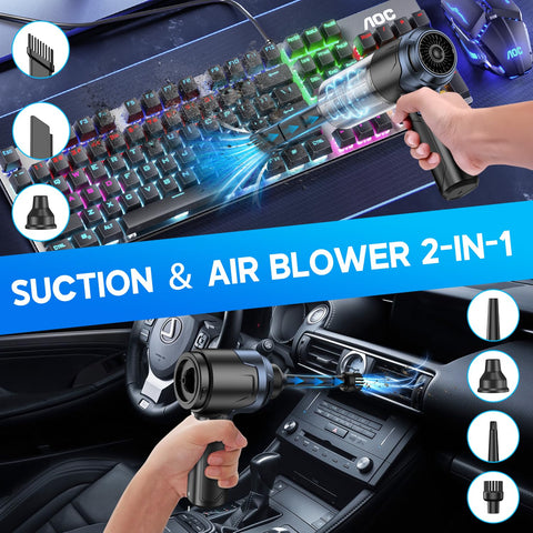JONYJ vacuum with LED light brightens car interiors for precise dust removal.