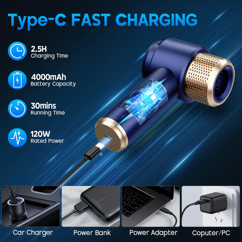 Type-C charging on JONYJ enables quick power up for fast cleaning
