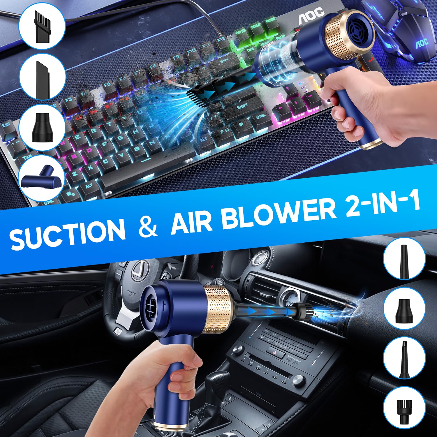 JONYJ vacuum with blower function in action inflates items outdoors