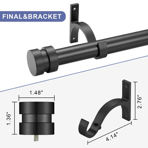 Joodxoe side rod with aluminum finals provides sturdy curtain support.