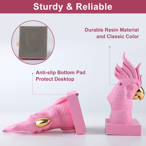 JOOMBE Pink Parrot bird sculptures brighten a home or office desk