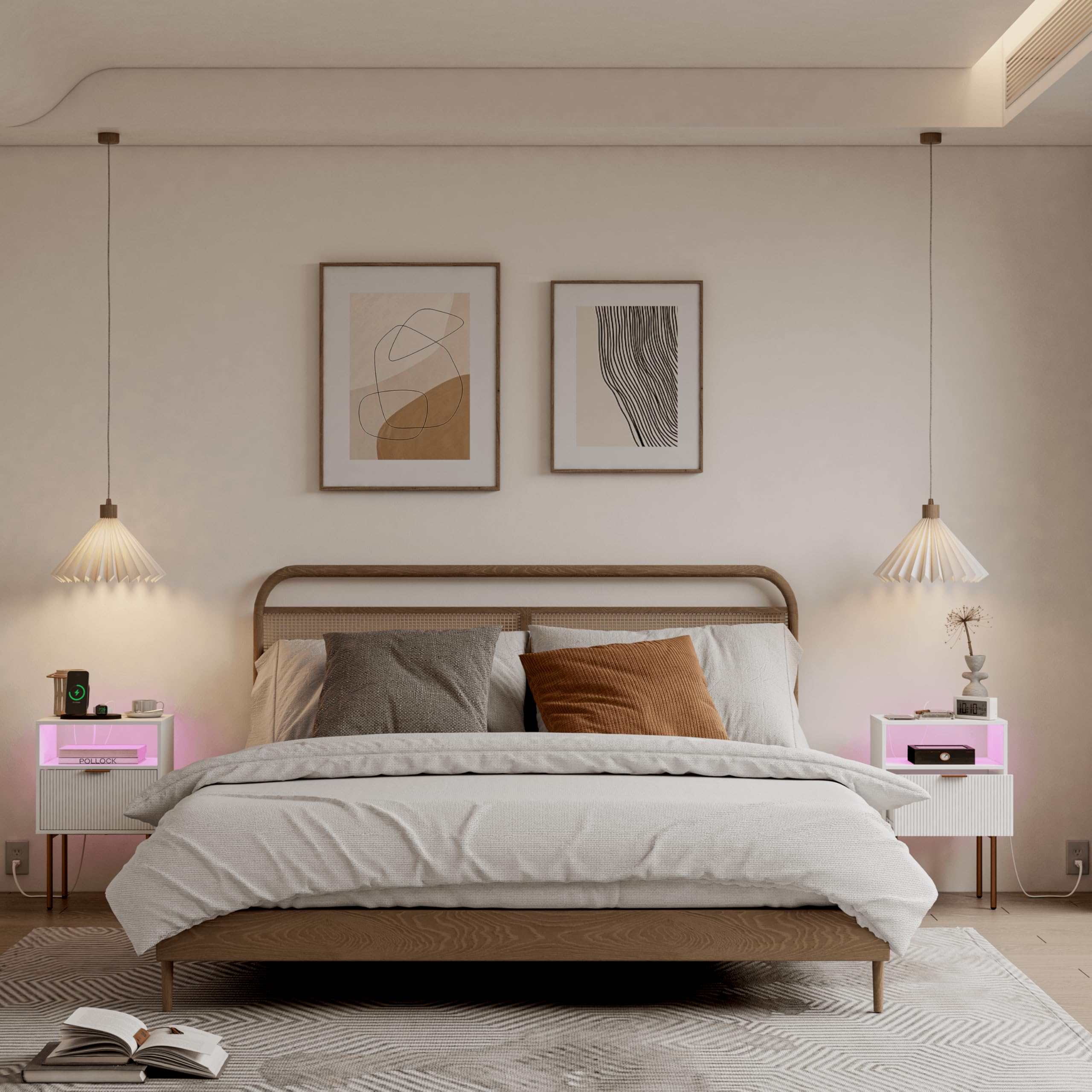 JOONEE nightstand with fluted sides for stylish living room accents