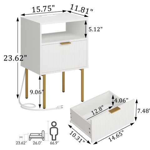 JOONEE nightstand front view with drawer for organized bedside storage