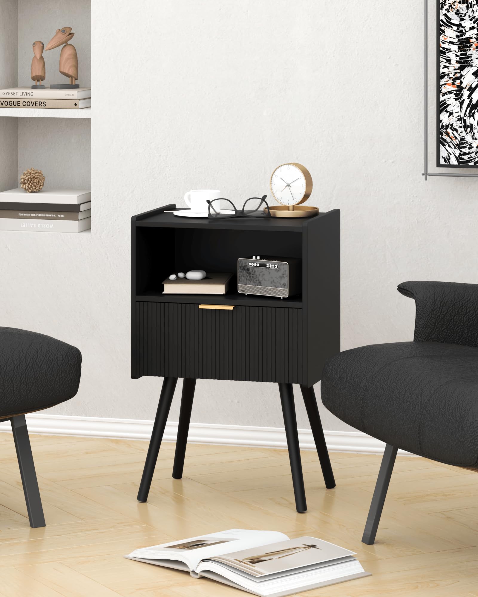 JOONEE nightstand with anti-slip pads protects floors