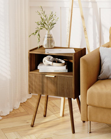 JOONEE nightstand compact design fits small spaces and rooms.