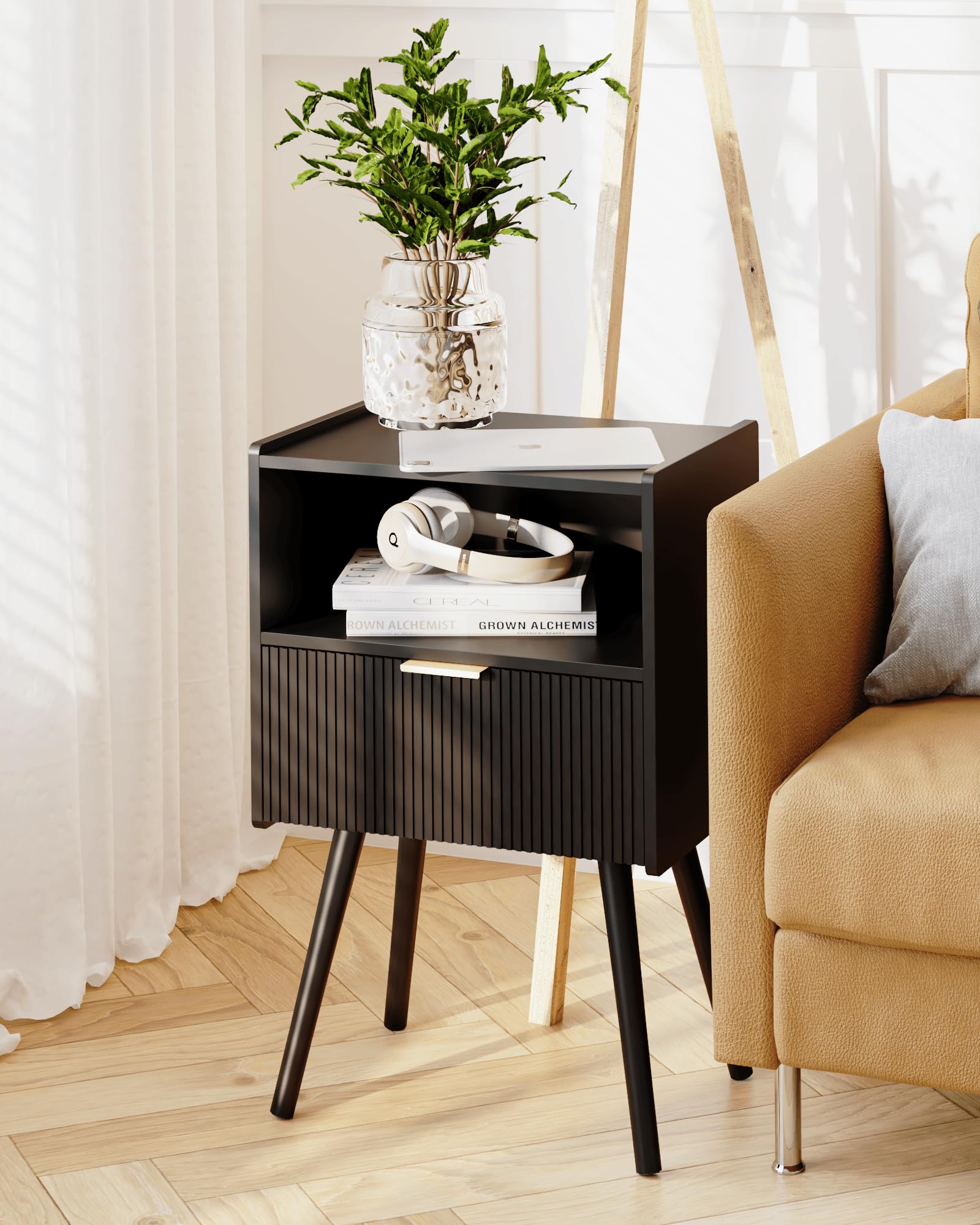 JOONEE compact nightstand fits small spaces beside bed