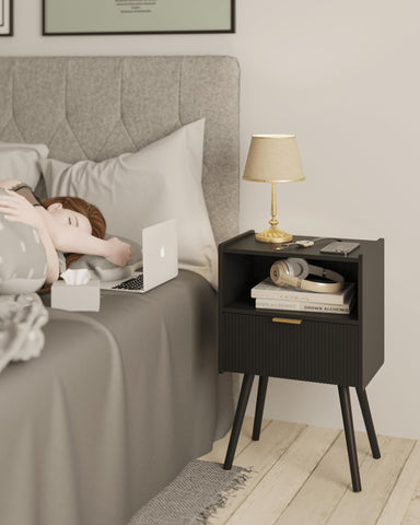 JOONEE nightstand open shelf for magazines and gadgets
