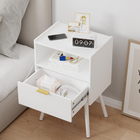 JOONEE White Nightstand bedroom scene beside bed or sofa