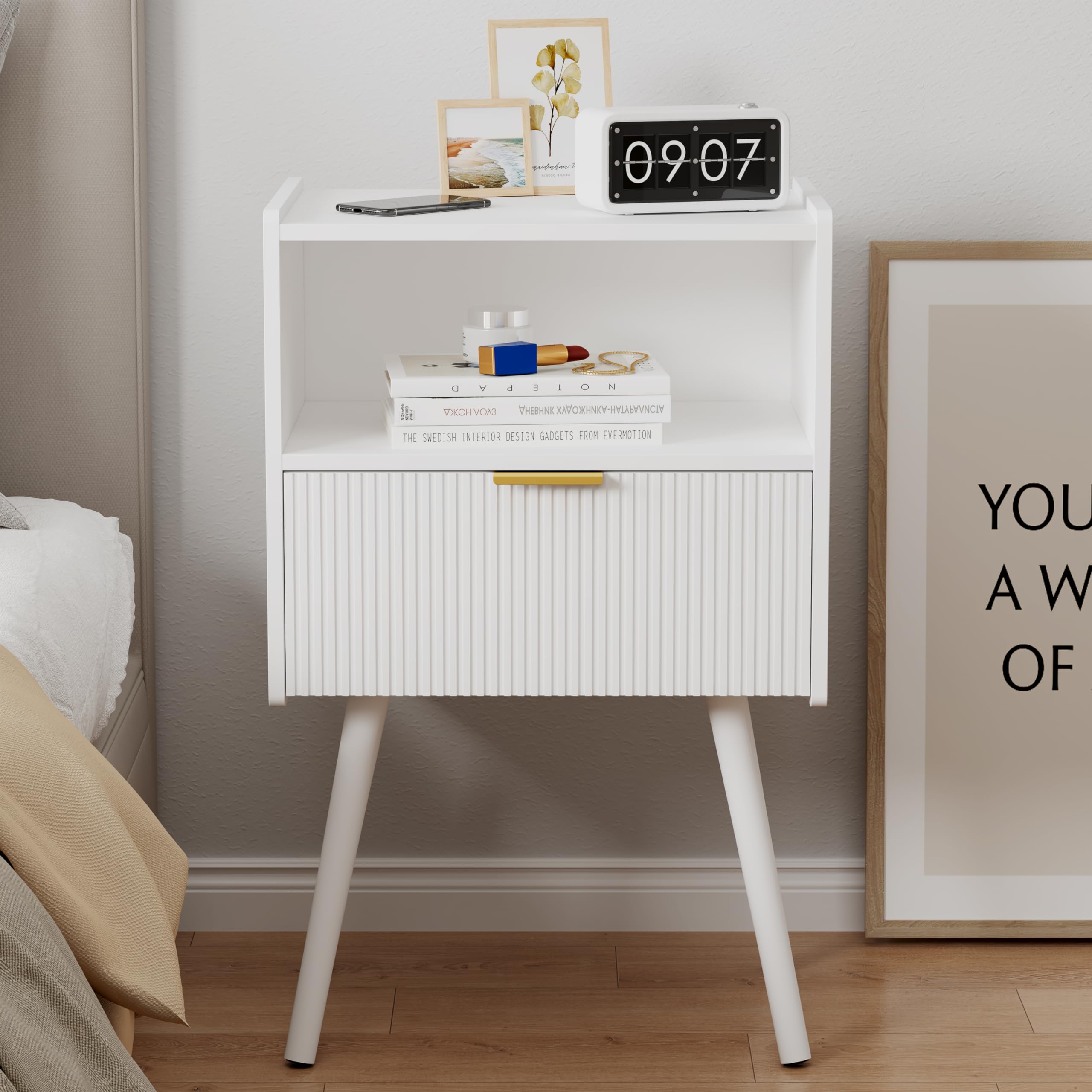 JOONEE White Nightstand cleaning view emphasizes easy maintenance